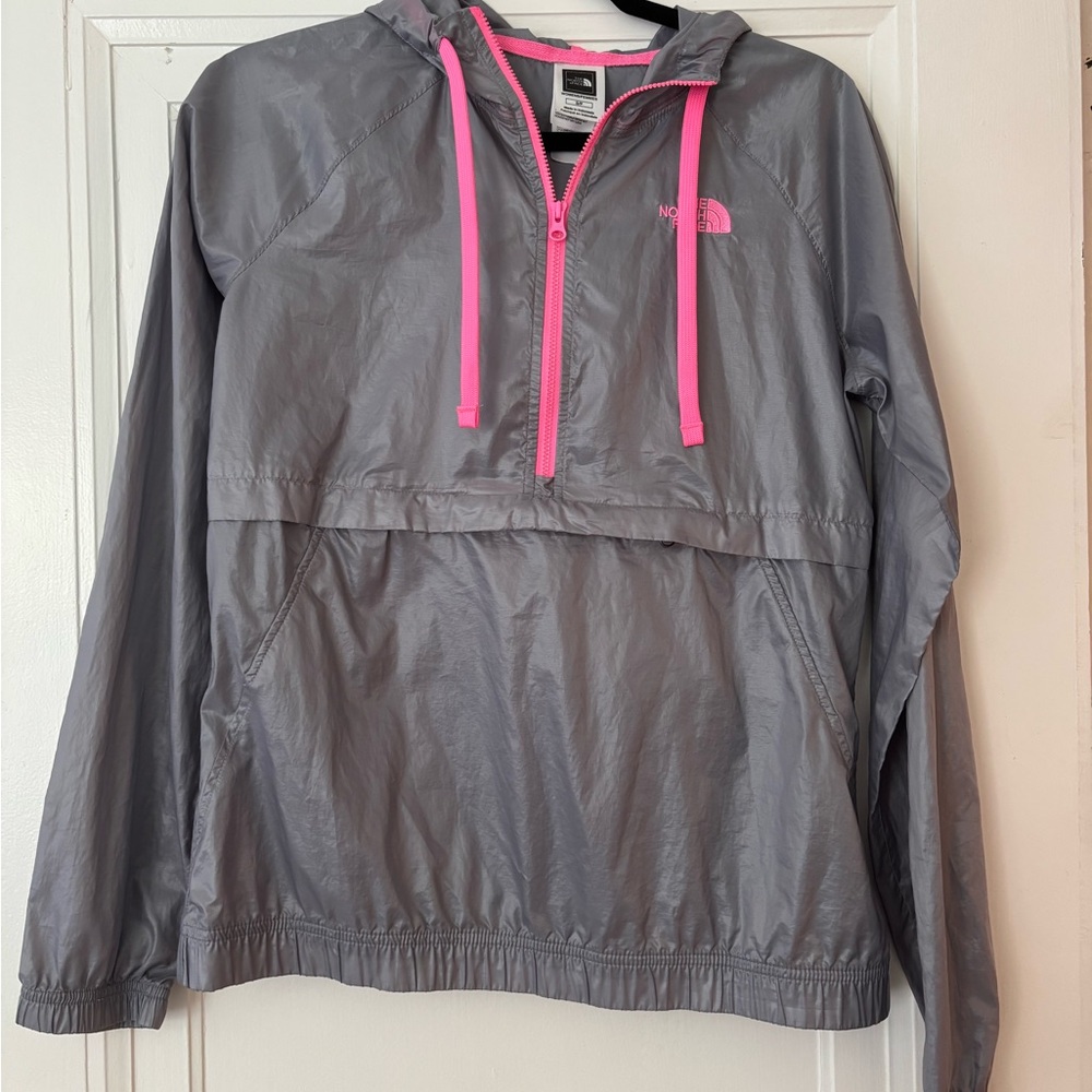 The North Face Gray and Pink Windbreaker